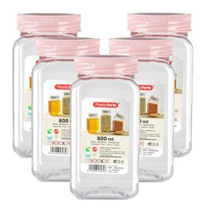 PlasticForte Voorraadpot/bewaarpot - 10x - 600 ml - kunststof - oud roze - B7 x H15 cm -
