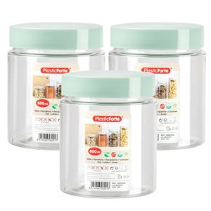 PlasticForte Voorraadpot/bewaarpot - 6x - 600 ml - kunststof - mint groen - B10 x H12 cm -