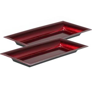 Othmar Decorations Kaarsenbord/plateau - 2x - rood - 28 x 12 cm - kunststof - rechthoekig -
