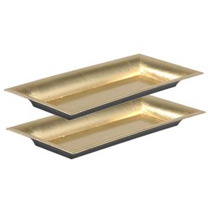 Othmar Decorations Kaarsenbord/plateau -2x st-goud - 28 x 12 cm - kunststof - rechthoekig -