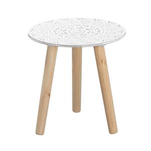 Merkloos Plantenstandaard rond hout wit/naturel 30 x 30 cm -