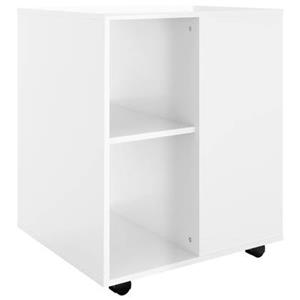 VidaXL Kast verrijdbaar 60x53x75 cm spaanplaat hoogglans wit