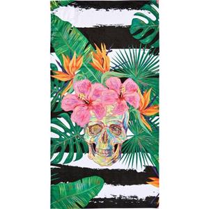done. Strandlaken Summer Skull gestreept & motief, met ritszak voor waardevolle spullen (1 stuk)