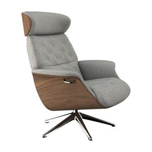 FLEXLUX Relaxfauteuil Relaxchairs Volden Rug- en hoofdverstelling, draaibaar, voet aluminium, armleuning walnoot