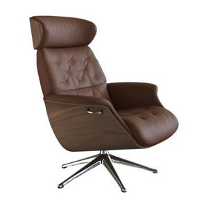 FLEXLUX Relaxfauteuil Relaxchairs Volden Rugleuning & hoofdsteun verstelbaar, draaibaar, armleuningen Walnoot, aluminium voet, M