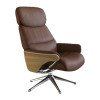 FLEXLUX Relaxfauteuil Aarhus, functionele stoel, gestoffeerde stoel, armleuning, TV-fauteuil, Relaxfunctie & hoofd- en rugverstelling, armleuning eiken, voet aluminium