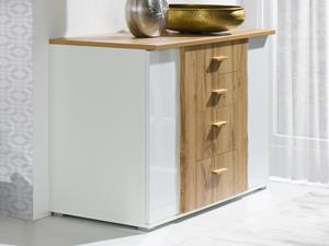 Mobistoxx Commode WOLFPA 2 deuren 4 lades hoogglans wit/wotan eik