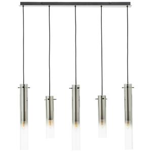 Lampe Glasini Pendelleuchte 5flg schwarz matt/rauchglas Metall/Glas schwarz 5x C35, E14, 25 w - schwarz - Brilliant