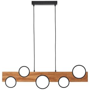 Lampe Cheesy led Pendelleuchte 100cm matt schwarz/holz Metall/Glas braun 34 w led integriert - braun - Brilliant