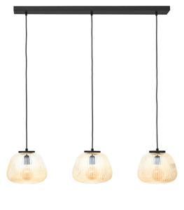 Lampe Kaizen Pendelleuchte 3flg amber-bernstein/schwarz matt Metall/Glas braun 3x A60, E27, 40 w - braun - Brilliant