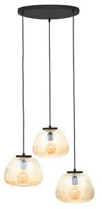 Lampe Kaizen Pendelleuchte 3flg amber-bernstein/schwarz matt Metall/Kunststoff braun 3x A60, E27, 40 w - braun - Brilliant
