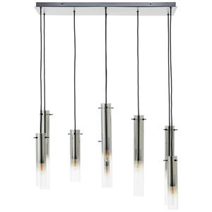 Lampe Glasini Pendelleuchte 8flg schwarz matt/rauchglas Metall/Bambus schwarz 8x C35, E14, 25 w - schwarz - Brilliant