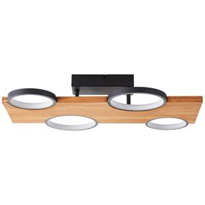 Brilliant Lampe Cheesy LED Deckenleuchte 55x35cm matt schwarz/holz Metall/Holz braun 28 W LED integriert - braun
