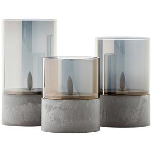 Brilliant Set van 3 tafellampjes Bougie smoke glas G92635A93