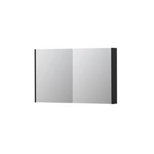 INK SPK2 Spiegelkast - 120x14x74cm - 2 deuren - dubbelzijdige Spiegel - schakelaar en stopcontact - MDF lak zwart mat 1105355