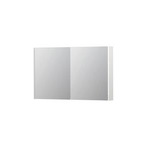 INK SPK2 Spiegelkast - 120x14x74cm - 2 deuren - dubbelzijdige Spiegel - schakelaar en stopcontact - MDF lak wit hoogglans 1105356