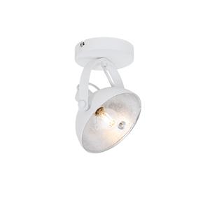 qazqa Industrielle Deckenleuchte weiß mit Silber 15 cm verstellbar – Magnax - Weiß