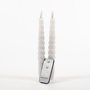 Anna's Collection 2Pcs White Swirl Rustic Wax Taper Candle 23Cm 3D Wick R - 