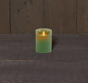 Anna's Collection KAARS JADE GROEN WAX RUSTIEK BEWEGENDE VLAM 7,5X10CM3XAAA/TIMER - 