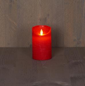 Anna's Collection Batterijverlichting kaars wax rustiek bewegende vlam 7,5x12,5cm rood 3xaaa/timer - 