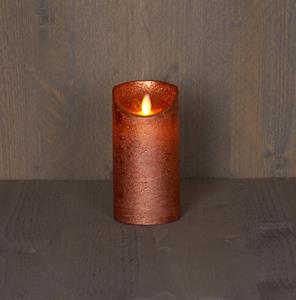 Anna's Collection B.o.t. kaars wax rustiek bewegende vlam 7.5x15cm koper 3xaaa/timer - 