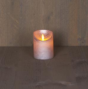 Anna's Collection Batterijverlichting kaars wax rustiek met bewegende vlam zilver 10 cm - 