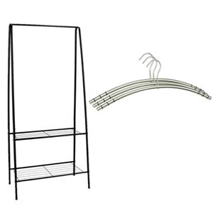 Gerimport  kledingrek - zwart - ijzer - incl. 6x kledinghangers RVS -