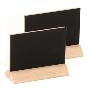 Set van 4x stuks houten mini krijtbordjes/schrijfbordjes op voet 6 cm -