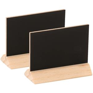 8x stuks houten mini krijtbordjes/schrijfbordjes op voet 6 cm -