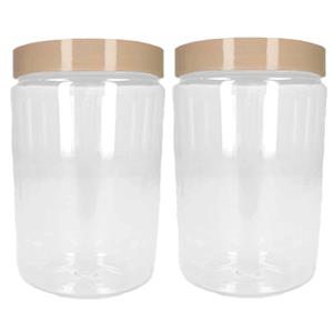 PlasticForte Voorraadpot/bewaarpot - 2x - 375 ml - kunststof - beige - B7 x H12 cm -