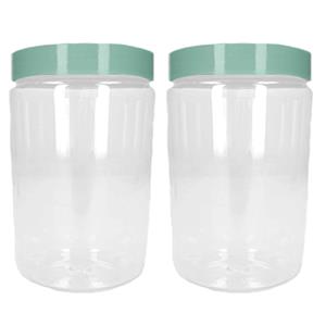 PlasticForte Voorraadpot/bewaarpot - 2x - 375 ml - kunststof - mint groen - B7 x H12 cm -