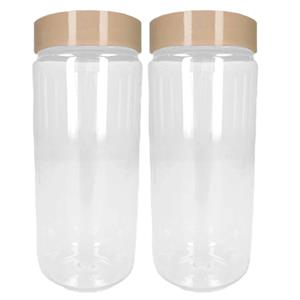 PlasticForte Voorraadpot/bewaarpot - 2x - 550 ml - kunststof - beige - B7 x H16 cm -