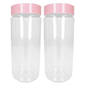 PlasticForte Voorraadpot/bewaarpot - 2x - 550 ml - kunststof - oud roze - B7 x H16 cm -