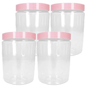 PlasticForte Voorraadpot/bewaarpot - 4x - 375 ml - kunststof - oud roze - B7 x H12 cm -