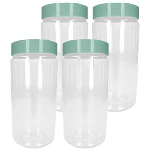 PlasticForte Voorraadpot/bewaarpot - 4x - 450 ml - kunststof - mint groen - B7 x H13 cm -