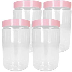 PlasticForte Voorraadpot/bewaarpot - 4x - 450 ml - kunststof - oud roze - B7 x H13 cm -