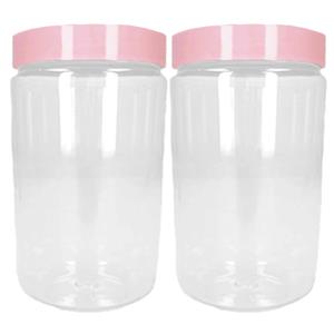 PlasticForte Voorraadpot/bewaarpot - 2x - 800 ml - kunststof - oud roze - B10 x H15 cm -