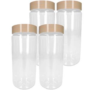 PlasticForte Voorraadpot/bewaarpot - 4x - 550 ml - kunststof - beige - B7 x H16 cm -