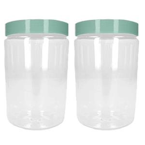 PlasticForte Voorraadpot/bewaarpot - 2x - 1L - kunststof - beige - B10 x H17 cm -