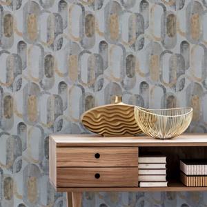 Sublime Vliesbehang Oval Shapes Zand Goud