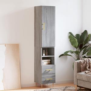 VidaXL Hoge kast 34,5x34x180 cm bewerkt hout grijs sonoma eikenkleurig
