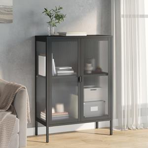 VidaXL Dressoir 75x35x105 cm glas en staal zwart