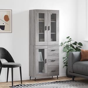 VidaXL Hoge kast 69,5x34x180 cm bewerkt hout grijs sonoma eikenkleurig