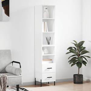 VidaXL Hoge kast 34,5x34x180 cm bewerkt hout hoogglans wit