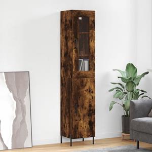Hoge kast 34,5x34x180 cm bewerkt hout gerookt eikenkleurig