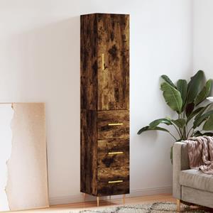 VidaXL Hoge kast 34,5x34x180 cm bewerkt hout gerookt eikenkleurig