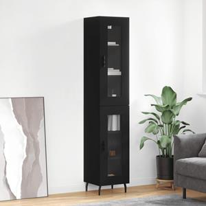 VidaXL Hoge kast 34,5x34x180 cm bewerkt hout zwart