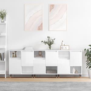 VidaXL Dressoirs 3 st bewerkt hout hoogglans wit