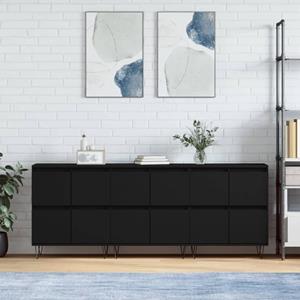 VidaXL Dressoirs 3 st bewerkt hout zwart