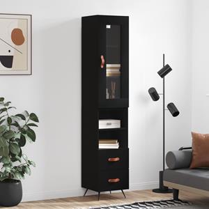 VidaXL Hoge kast 34,5x34x180 cm bewerkt hout zwart